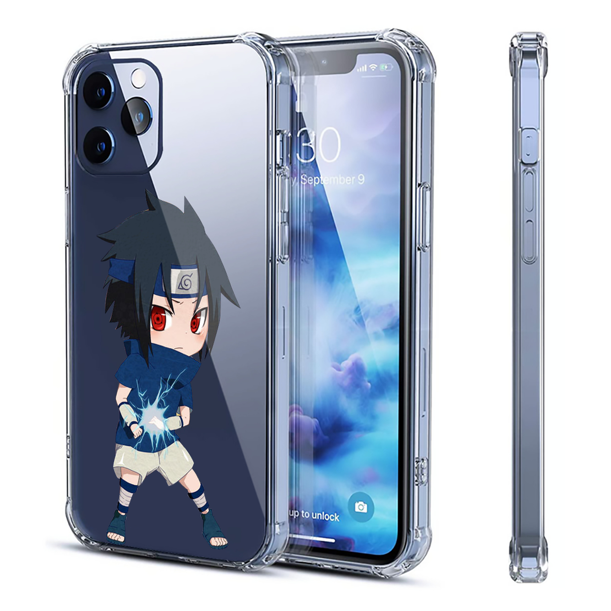 （画像用） NARUTO -ナルト- うちは サスケ Uchiha Sasuke 【iPhone 12シリーズ対応】透明スマホケース（クリアソフトケース）
